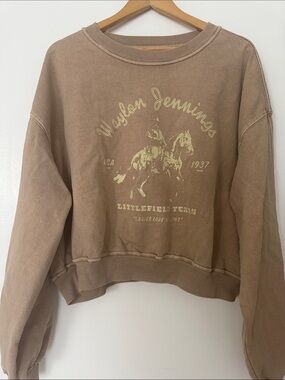 Waylon Jennings Tan Graphic Crewneck Sweatshirt